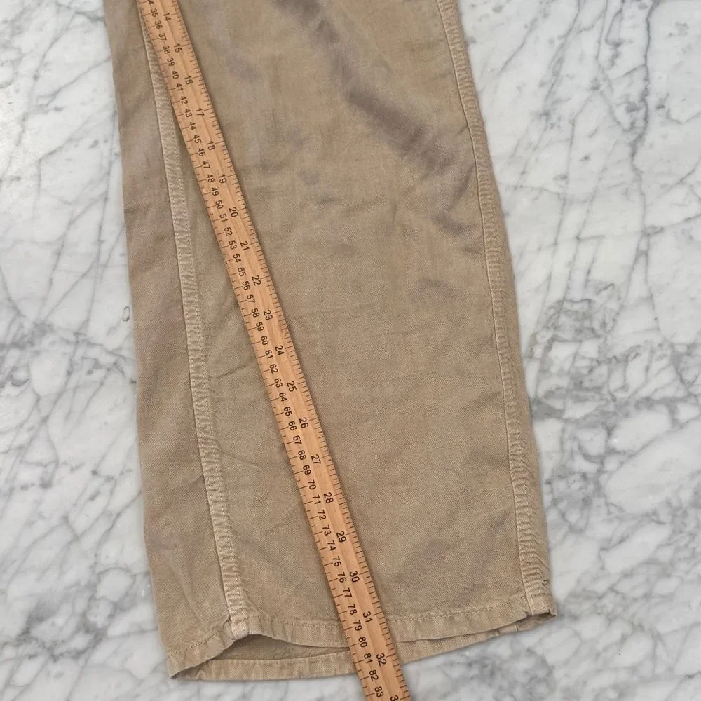 Y2K Zara Linen Blend Tan Cargo Wide Leg Pants Sz 4 Small